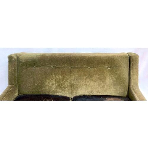 Vintage Mohair Velvet & Cowhide Loveseat For Sale - Image 4 of 9