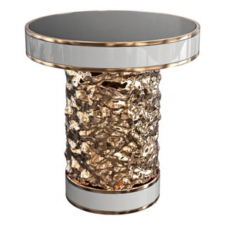 "California" Side Table With Bronze and Stainless Steel, Handmade For Sale