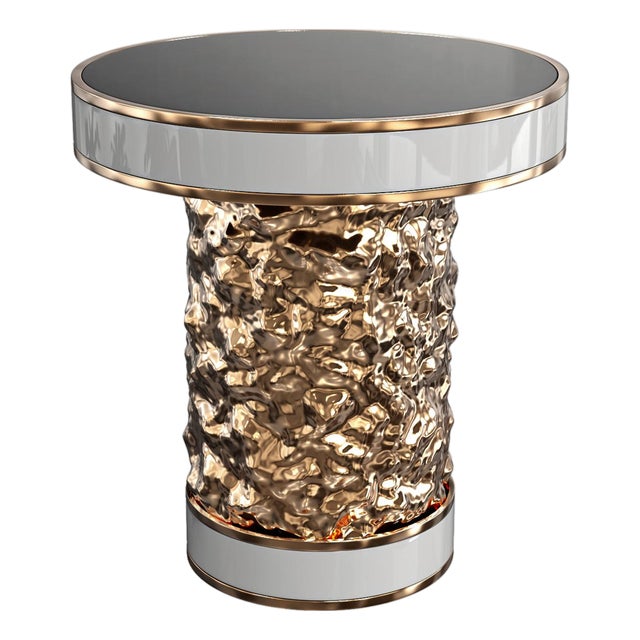 "California" Side Table With Bronze and Stainless Steel, Handmade For Sale