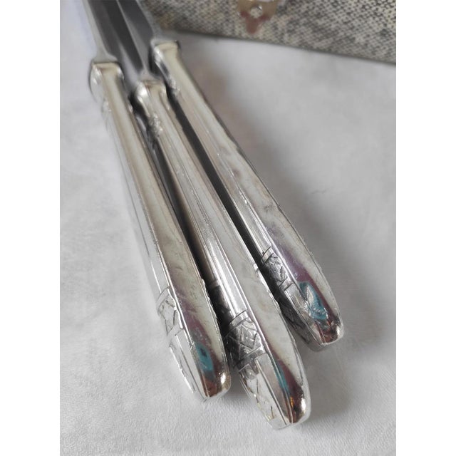 French Art Deco Style Cutlery Service for 12 in Silver Metal, 1950s, Set of 49 For Sale - Image 11 of 12