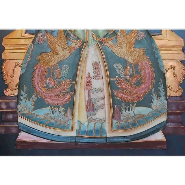 Large Vintage Chinese Stone or Ceramic Relief Portrait Empress Royal Panel For Sale - Image 9 of 10