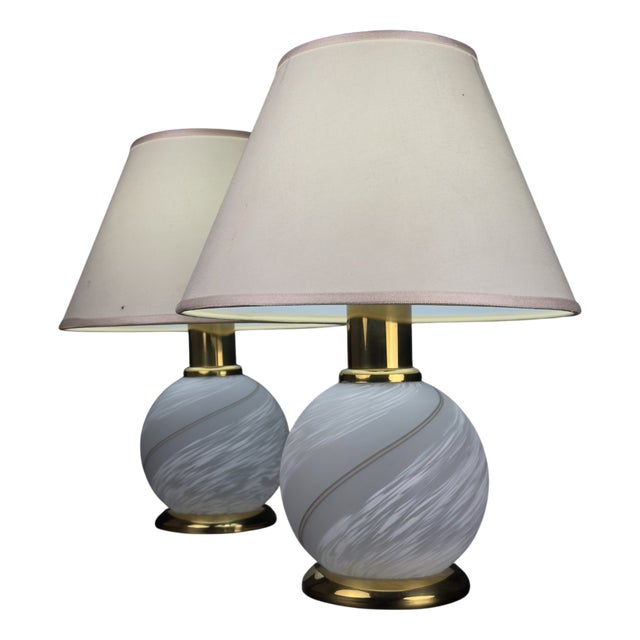 Vintage Murano Glass Table Lamps, Italy, 1970s, Set of 2 For Sale