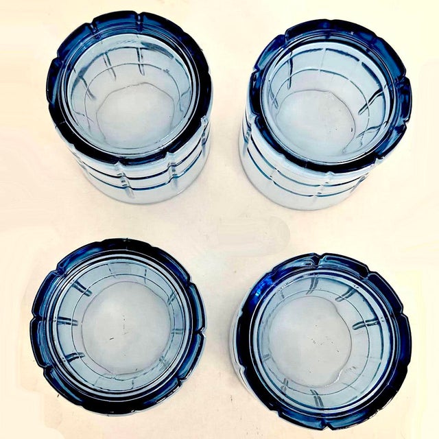 Vintage Anchor Hocking Old Fashioned Glasses in Tartan Blueberry, Set of 4 For Sale - Image 11 of 11