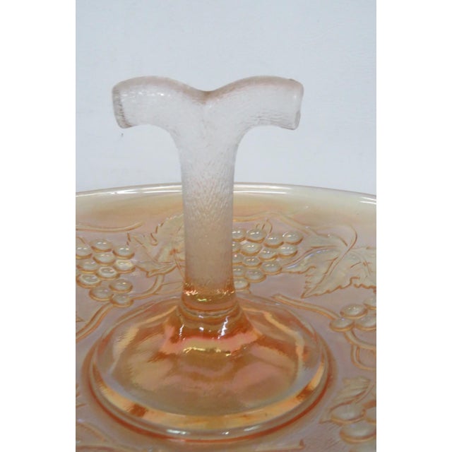 Early 20th Century Imperial Glass Harvest Grape and Leaf Marigold Carnival Glass Handled Tray For Sale - Image 17 of 17