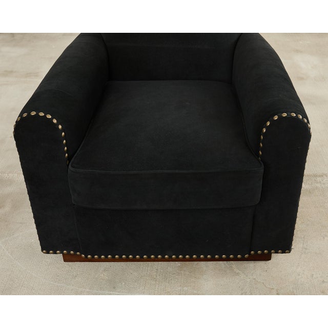 Wood Ralph Lauren Italian Vegan Suede Colorado Club Chair For Sale - Image 7 of 18