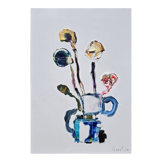 Contemporary Still Life Vase With Flowers | Abstract Figurative | Diane Grant For Sale