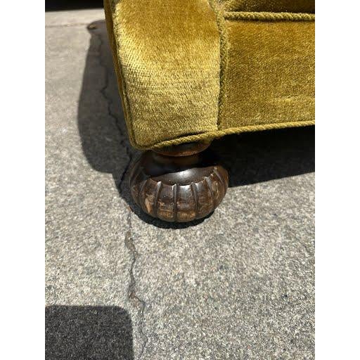 Märta Blomstedt, Attribution Lounge Chairs, Pair, Finland C. 1940, Carved Walnut, Mohair Upholstery For Sale - Image 4 of 10