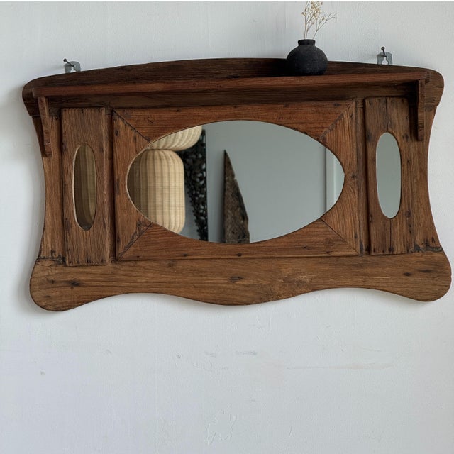 Small Antique Indonesian Teak Wall Mirror, 1980s For Sale - Image 10 of 18