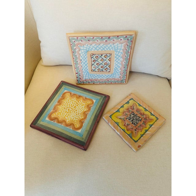 Pink McKenzie Childs Set of Three Trivets For Sale - Image 8 of 8