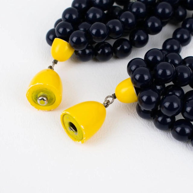 Angela Caputi Black and Yellow Multi-Strand Resin Choker Necklace For Sale - Image 9 of 10