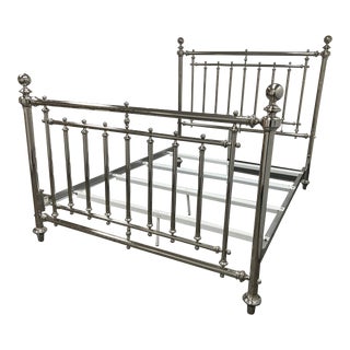 Queen Size Bernhardt Furniture Martha Stewart Irvington Nickel Plate Metal Bed Frame For Sale