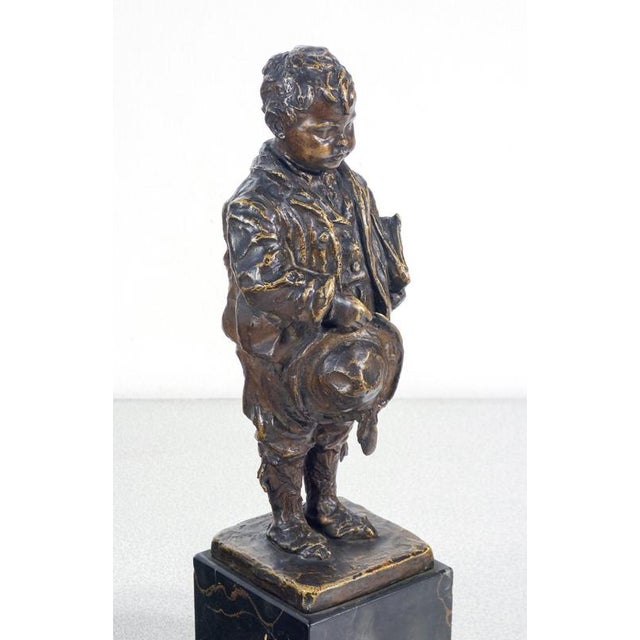 Metal Bronze Sculpture of Child by V. Bentivegna For Sale - Image 7 of 18