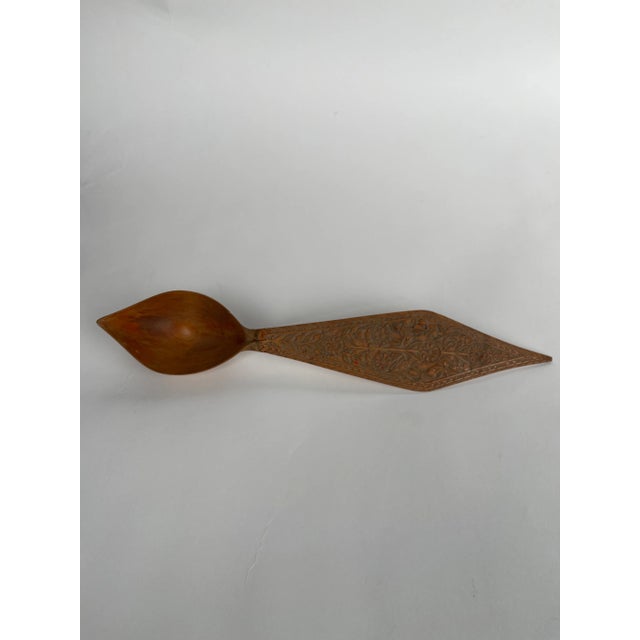 Late 19th Century A Persian Qajar Hand Carved Wooden Sherbet Spoon. Iran, Circa 1880 For Sale - Image 5 of 8