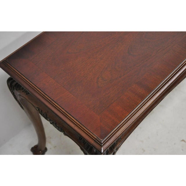 Mid 20th Century Mid 20th Century Chinese Chippendale Georgian Mahogany Ball & Claw Console Sofa Hall Table Attributed to Lane For Sale - Image 5 of 10