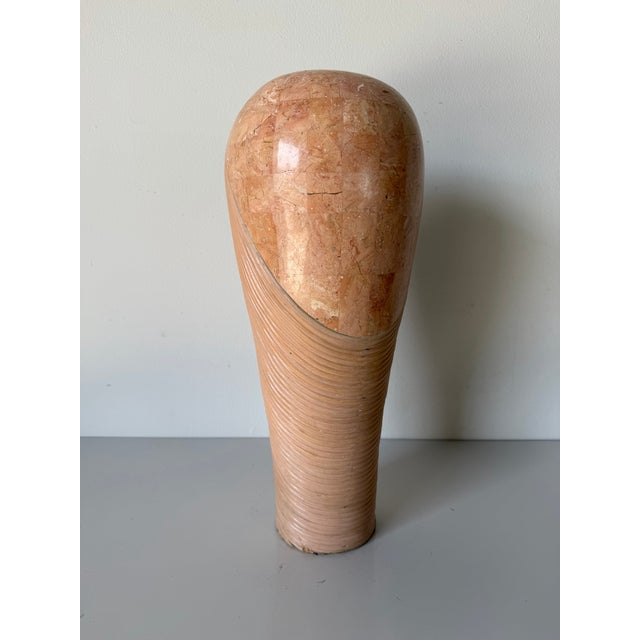 1980’s Vintage Maitland Smith Style Tessellated Stone & Rattan Decorative Vase For Sale - Image 4 of 11