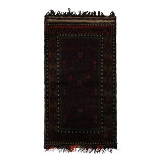 Rug & Kilim’s Baluch Scatter Rug in Dark Purple, Red and Blue Geometric Patterns For Sale