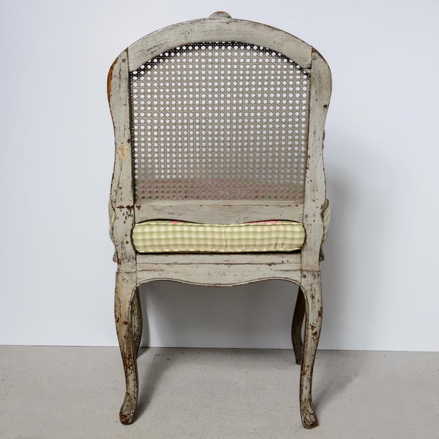 Gray Pair French Louis XV Style Painted Cane Chairs For Sale - Image 8 of 14