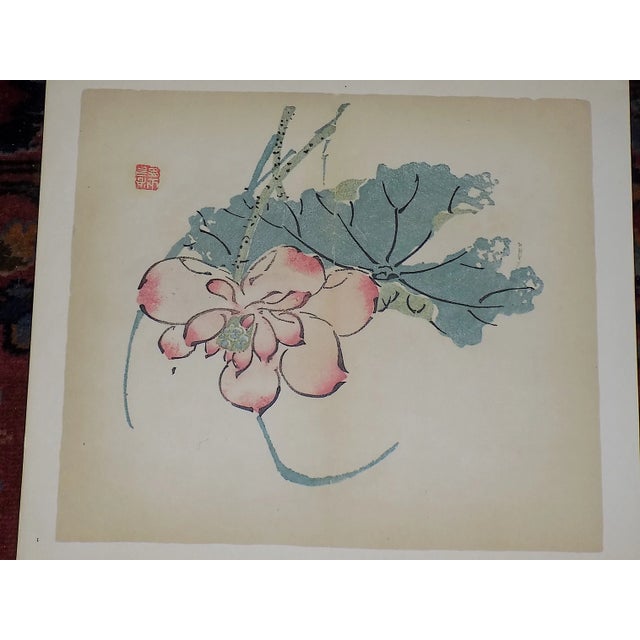 This set of four (4) vintage mid 20th century signed (in the plate) color lithographs (not offset) depict botanical images...