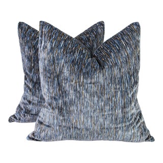 24" Custom G P and J Baker Salvador Sea Foam Velvet Down Pillows For Sale