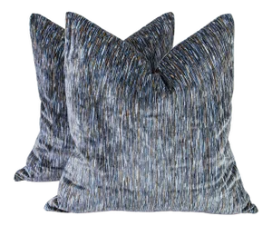 24" Custom G P and J Baker Salvador Sea Foam Velvet Down Pillows