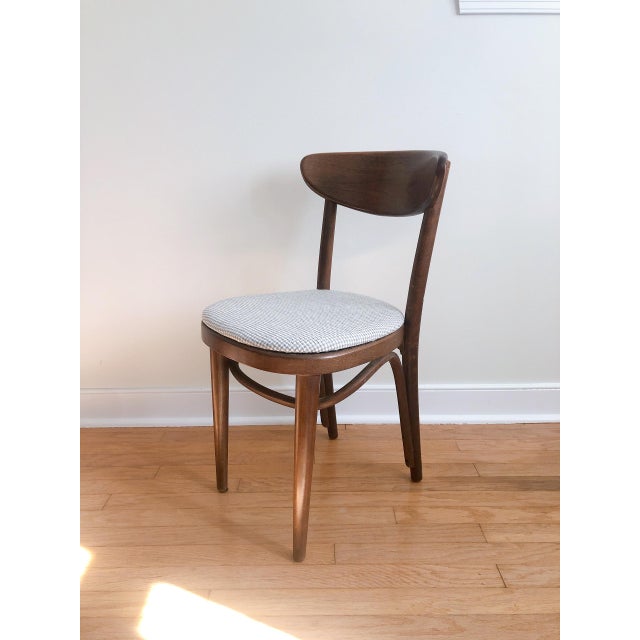 Thonet 1960s Thonet Bentwood Banana Side Chair Houndstooth Upholstery, Dark Stain For Sale - Image 4 of 7