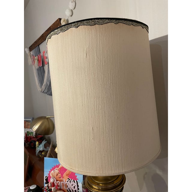 Stiffel Stiffel Mid-Century Modern Enamel And Brass Table Lamp With Shade Designed by Tommi Parzinger For Sale - Image 4 of 7