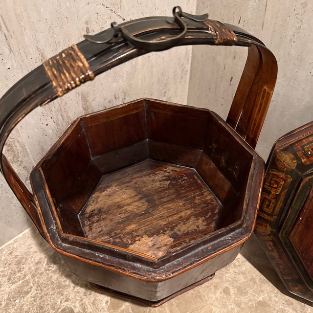 Mid 19th Century Antique 19th Century Chinese Wedding Food Basket For Sale - Image 5 of 11