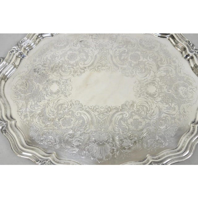 Reed & Barton Antique Reed & Barton Winthrop Silver Plated Victorian Bar Serving Platter Tray For Sale - Image 4 of 14