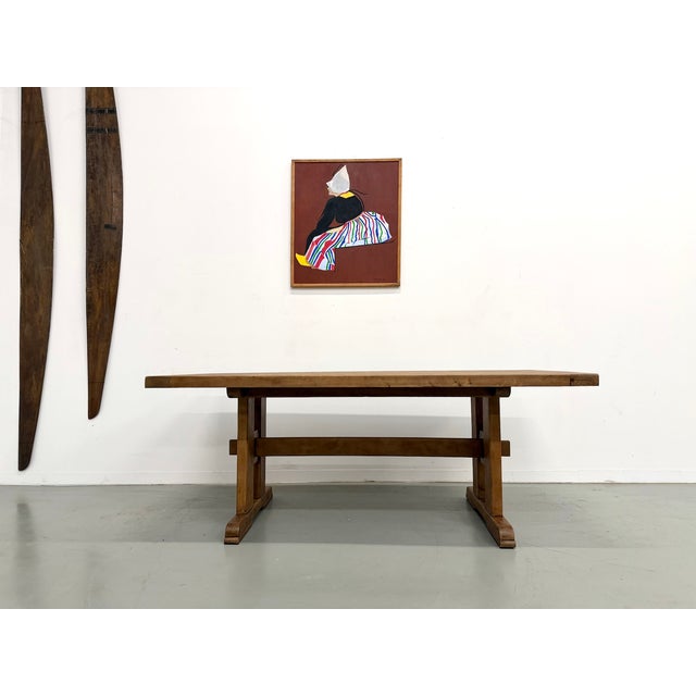 Modernist Architectural Table in Oak, 1950s For Sale - Image 3 of 18