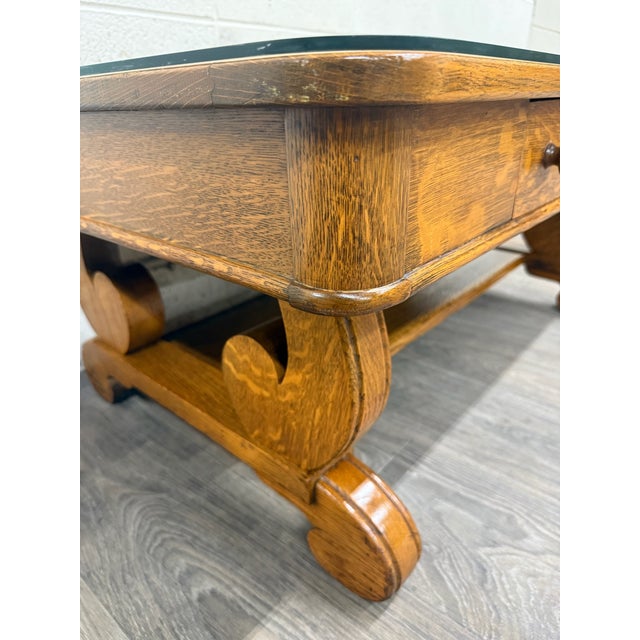 Early 20th Century Antique 1920s-1930s Empire Tiger Oak Coffee Table Cocktail Table For Sale - Image 5 of 13