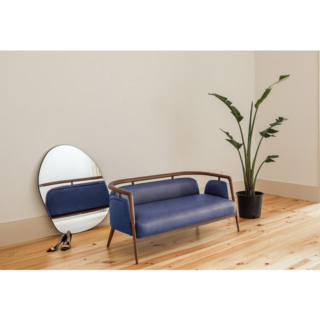 Essex Blue Leather Sofa by Javier Gomez For Sale - Image 3 of 8