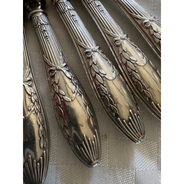 French Late 19th Century Sterling Silver Handled Fruit or Dessert Knives - Set of 6 For Sale - Image 3 of 13