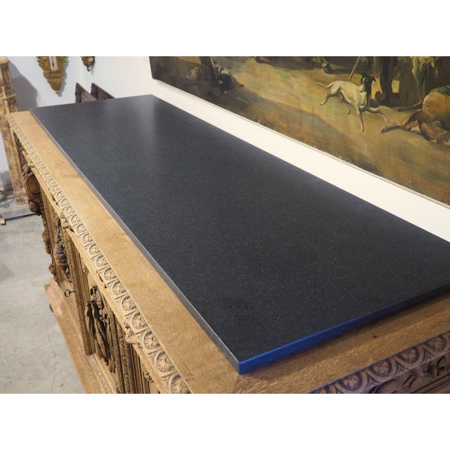 Tan 19th Century Bleached French Oak Hunt Buffet With Black Granite Top, Circa 1880 For Sale - Image 8 of 18