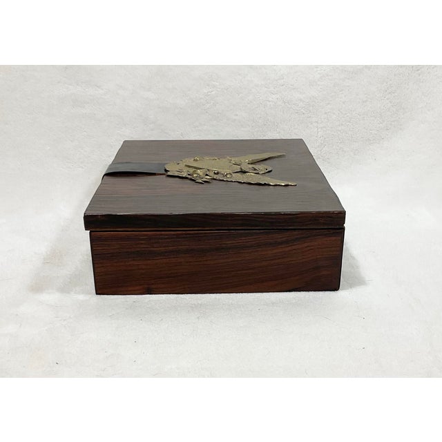 Vintage West Germany Rosewood & Brass Jewelry Box Storage Organizer Men’s Gift Trinket Box, Circa 60s For Sale - Image 4 of 12