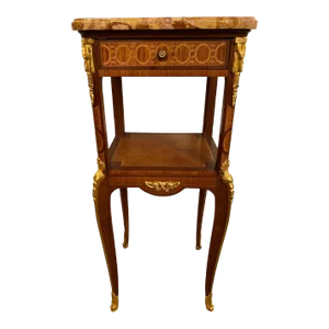 Louis XV-XVI Style Marble-Top Side Table End Table Pedestal, Transitional