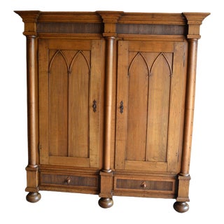 Antique German Oak Cabinet For Sale