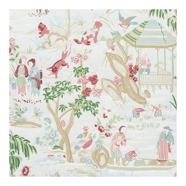 Sample - Schumacher Yangtze River Wallpaper in Aqua For Sale