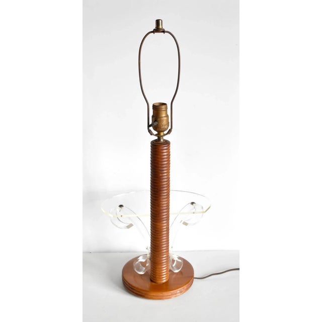 Mid 20th Century Mid-Century Modern Wood & Acrylic Shelf Table Lamp For Sale - Image 5 of 11