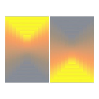 2026, Solar Lens, Space Age Style Diptych, Limited Edition Giclée, Yellow to Gray Transitions For Sale