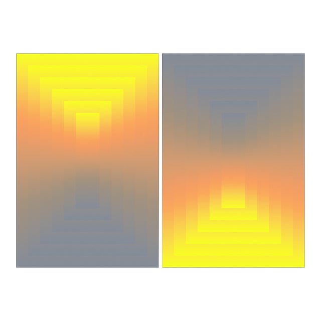 2026, Solar Lens, Space Age Style Diptych, Limited Edition Giclée, Yellow to Gray Transitions For Sale