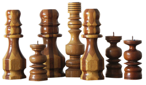 Scandinavian Wooden Candleholders, Set of 7