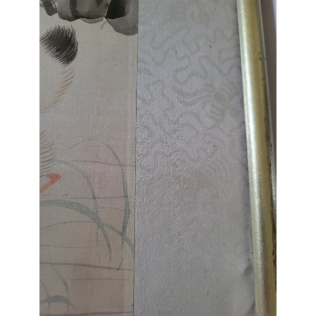 SIgned Vintage Framed Chinese Silk Watercolor Painting of Ducks For Sale - Image 4 of 9