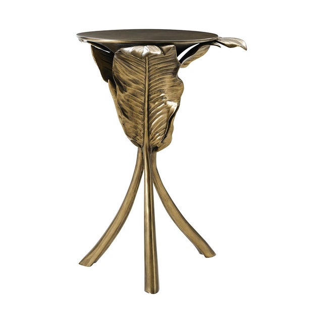 Contemporary Gold Palmetto Side Table For Sale - Image 3 of 7