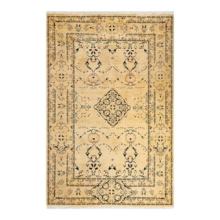 Ottoman, One-of-a-Kind Handmade Area Rug - Yellow, 6' 1" x 9' 2" For Sale