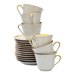 Mid 20th Century Mitterteich Bavarian 6 Cups & 12 Saucers in Pattern "Eternal" - 18 Pieces