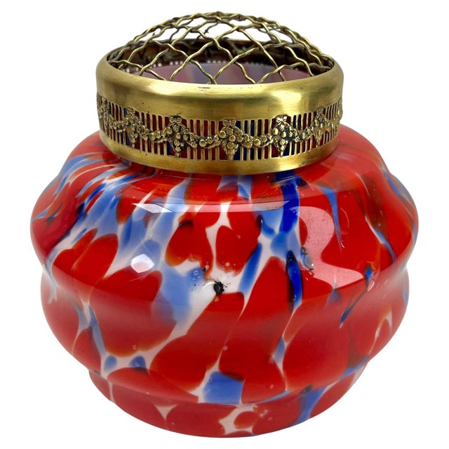 Pique Fleurs Vase in Multi Color Decor with Grille, 1930s For Sale - Image 10 of 10