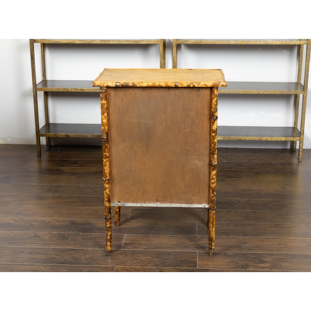 Small English 1920s Mottled Bamboo Three-Drawer Chest with Floral Décor For Sale - Image 9 of 12