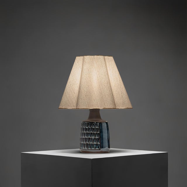 Blue Blue Glazed Stoneware Table Lamp by Einar Johansen for Søholm Stentøj, Denmark, 1960s For Sale - Image 8 of 8