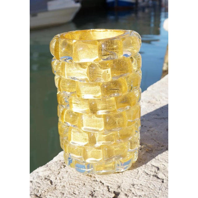 Contemporary Gold Leaf 24kt Glass Vase the Wall by Made Murano Glass, 2021 For Sale - Image 3 of 9