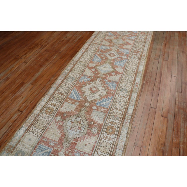 Persian Terracotta Persian Antique Runner - 3' x 14'3" For Sale - Image 3 of 18